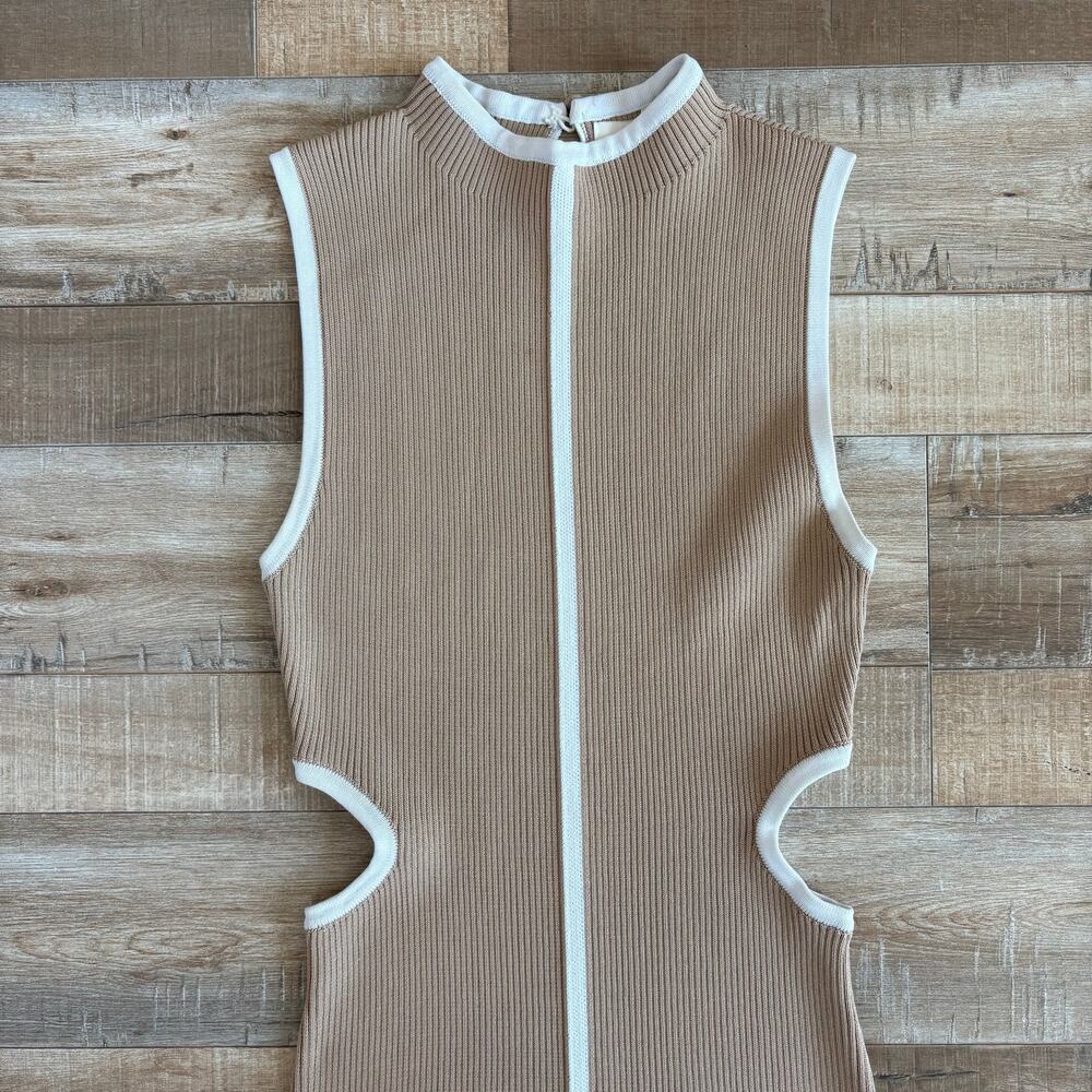 DISSH Binding Wheat Knit Maxi Dress High Neck Cut Out ribbed size L - Picture 5 of 7